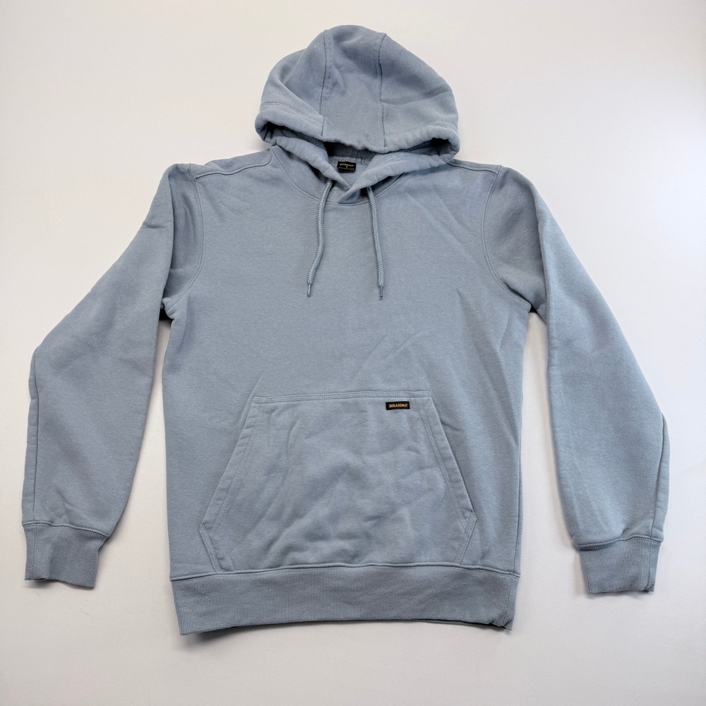 Brahma Mens Small Light Blue Pullover Hoodie Fleece Sweatshirt